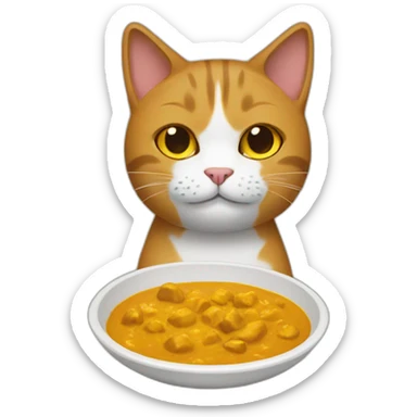 gato con cara de curry+ sticker