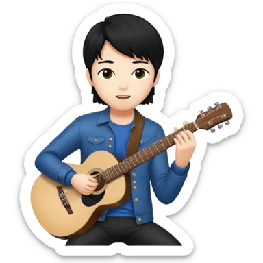 a kpop idol plying a guitar sticker