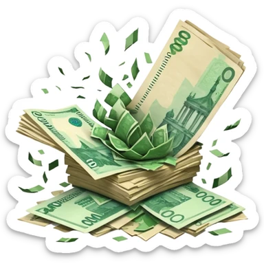 exploding stack of russian ruble notes sticker