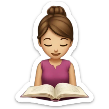 brown-hair-girl-reading-book sticker