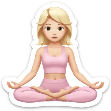 angelic blonde yoga girl in light pink yoga outfit  sticker
