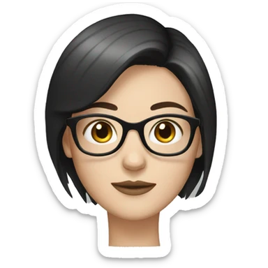 White Girl with black short hair with glasses sticker