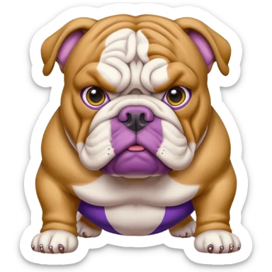 Purple and gold English bulldog sticker