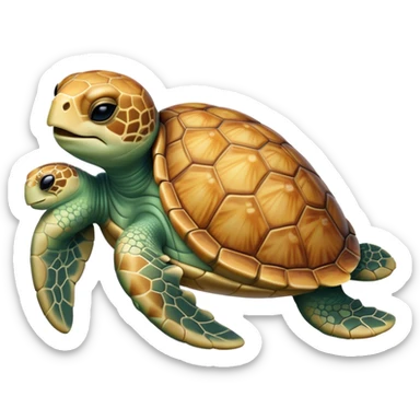 Meme-Worthy Cute Sleeping Sea Turtle Portrait Emoji, Head resting peacefully with a contented smile, showcasing a stately, patterned shell and a smooth, ancient body with eyes gently closed in serene slumber, Simplified yet adorably endearing features, highly detailed, glowing with a soft, drowsy oceanic light, high shine, relaxed and utterly lovable, stylized with an air of playful laziness, soft glowing outline, capturing the essence of a sleeping sea turtle that feels destined to become the next viral icon of adorable rest! sticker