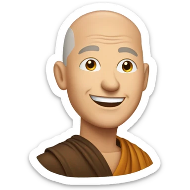 Happy white middle age male human merry man monk with buzz cut  sticker