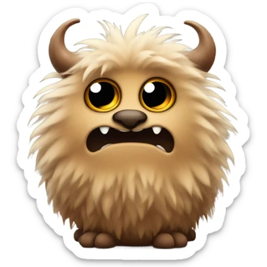 cute fluffy brown monster with round ears  sticker