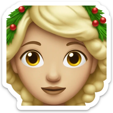 blonde pregnant woman at the Christmas tree sticker