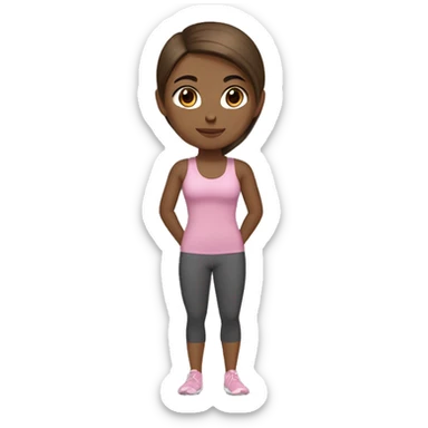 gym girl in yoga outfit, brown hair, black eyes, medium skin tone sticker