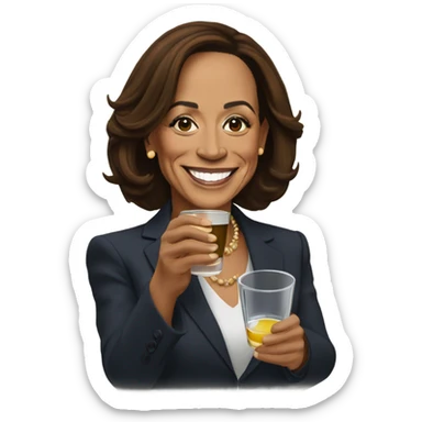 Kamala Harris taking a shot sticker