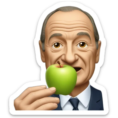 Jacques Chirac eating an apple sticker
