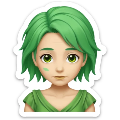 green dress old character, green hair. sticker