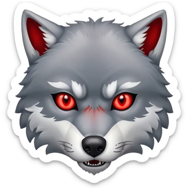 Evil Aggressive Grey Wolf with red eyes sticker