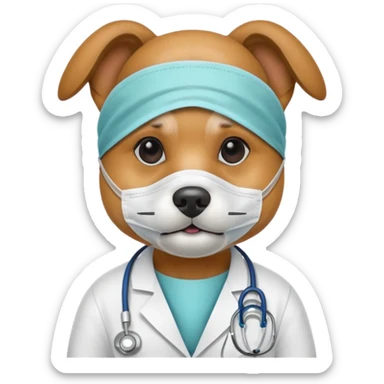 doctor dog wearing medical mask sticker