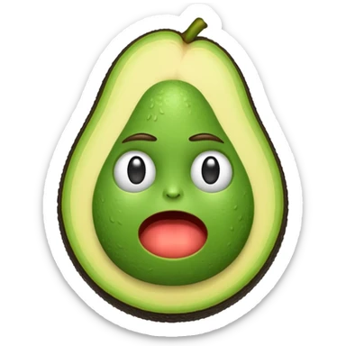 Emoji of a stressed-out avocado 🥑 trying to pay online bills with tiny arms. sticker