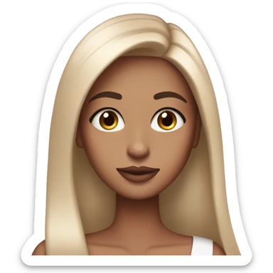 brunette with beautiful eyelashes and peachy pink lipstick and straight hair sticker