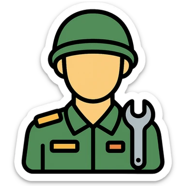A technician in military uniform sticker