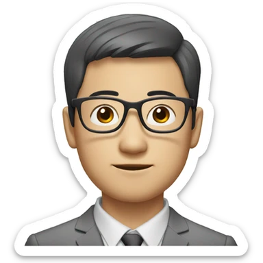 short hair chinese guy wearing specs and tie sticker