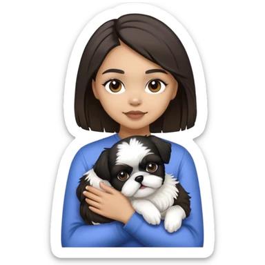 lightskin girl holding black ans white shi tzu sticker