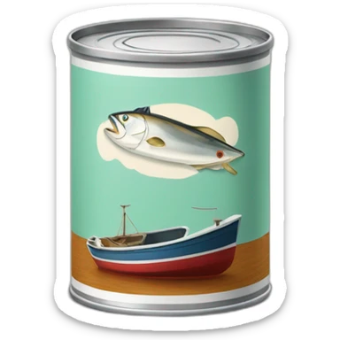 small can of tuna with an old boat sticker