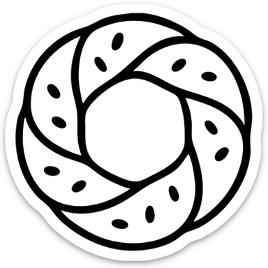 minimal outlined icon of simit bread with black lines, no fill sticker
