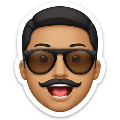 a bold man with black sunglasses and his mouth opened sticker