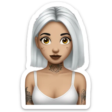 Pale girl with black hair, arm tattoos and long eyelashes sticker