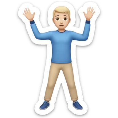3D emoji style person throwing, arm extended, centered, Full body, soft shadow, white background. sticker