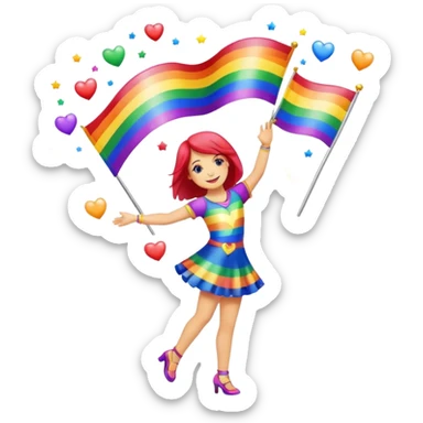 Rainbow heart, sparkles, dancing, love, freedom, community flags sticker