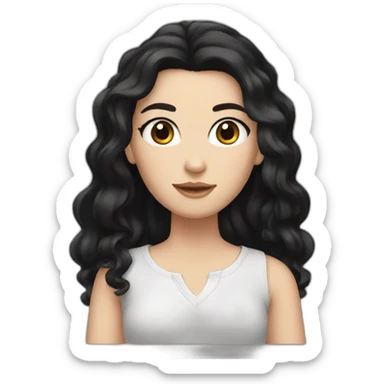 A white girl with black hair and brown eyes sticker
