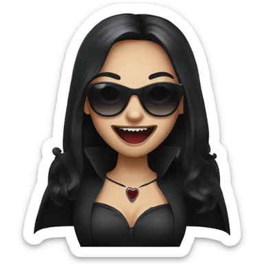 girl vampire with dark sunglasses showing her fangs sticker
