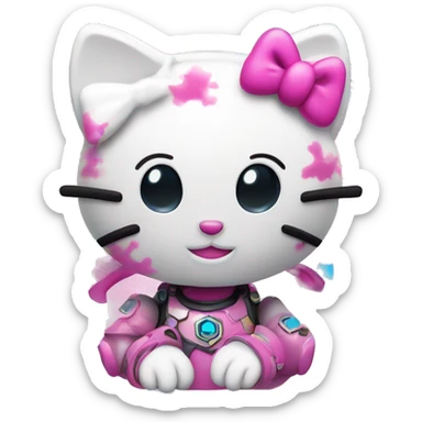 Hello kitti with futuristic colorful abstract surrounding background background  sticker