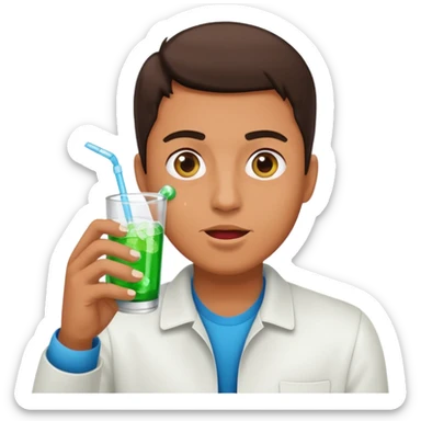 Man popping the pills and drinking sprite sticker