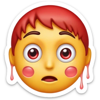 Combine the red ogre emoji, the hot emoji, and the eyes looking emoji into a new emoji with an aroused, but curiously nervous expression on its face sticker