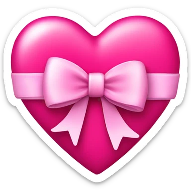 pink valentines heart with bow sticker