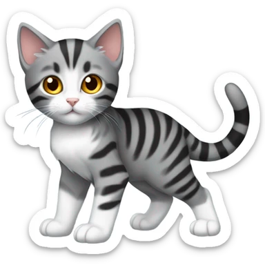 Grey and black tabby kitten with white legs, razor sharp talons and wings of fire  sticker