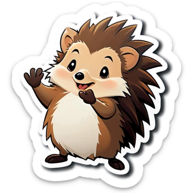 Hedgehog waving hi sticker