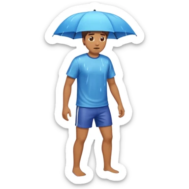A man getting wet in the rain sticker