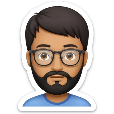 White Indian guy with glasses and a black beard sticker