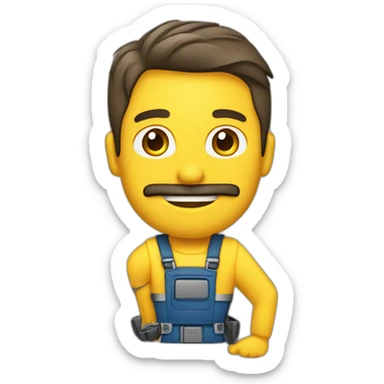 Hombre de 30 años mecanico con excavadora color amarilla sticker