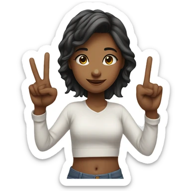 CUTE GIRL   DOING A RESPECT  DOUBLE CHEST BUMP INTO A   2 FINGER PEACE SIGN sticker