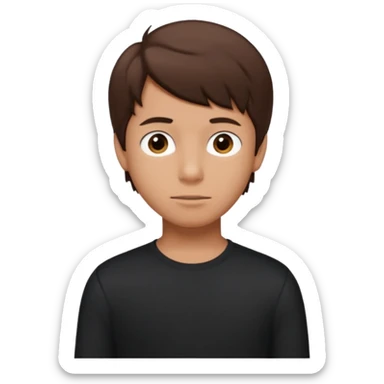 Boy with tan skin, brown hair, hair like Rodrick heffley, black long sleeve shirt, brown eyes sticker