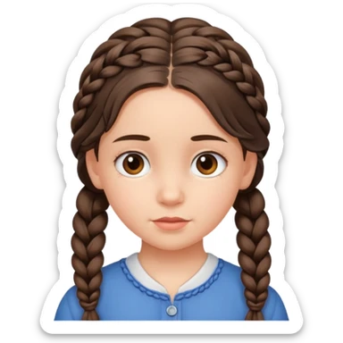 brunet kid girl young with braid sticker