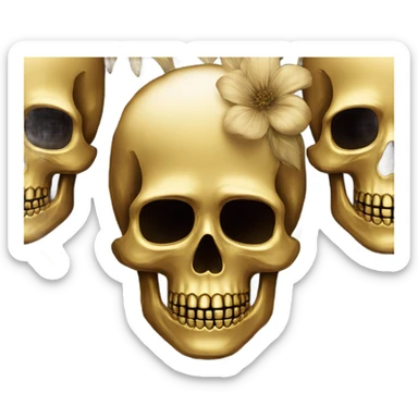 Golden skull with floral sticker