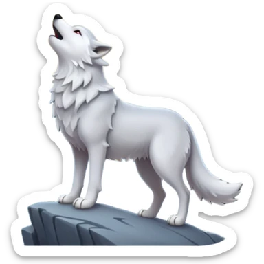 white wolf howling in full moon sticker