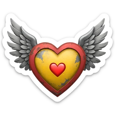Corazon gris con alas y una venda todo gris sticker