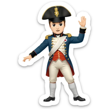 Napoleon Bonaparte in his iconic military uniform and bicorne hat dancing the Macarena dance sticker