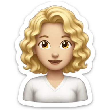 girl with wavy short blond hair, white skinned sticker