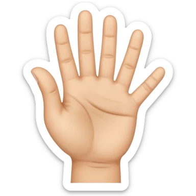 iPhone emoji style hand, palm visible, thumb bent to palm, four fingers up, number 4 gesture sticker