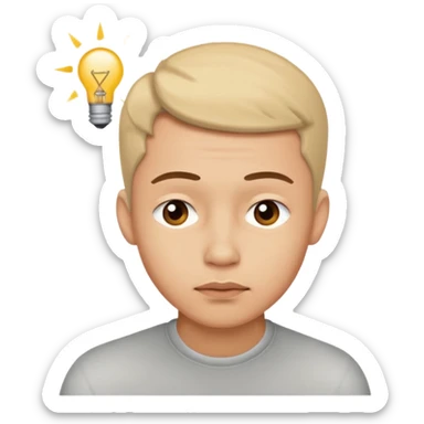 man in thinking pose looking top right up sticker