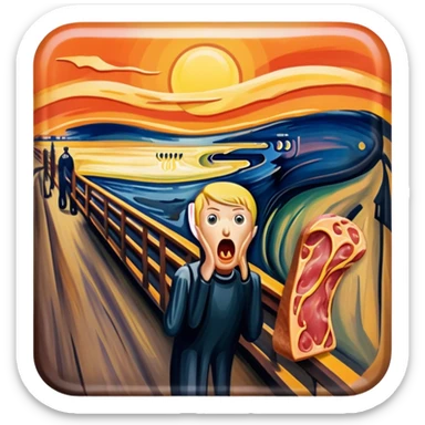 Edvard munch scream with SPAM MEAT landscape  sticker